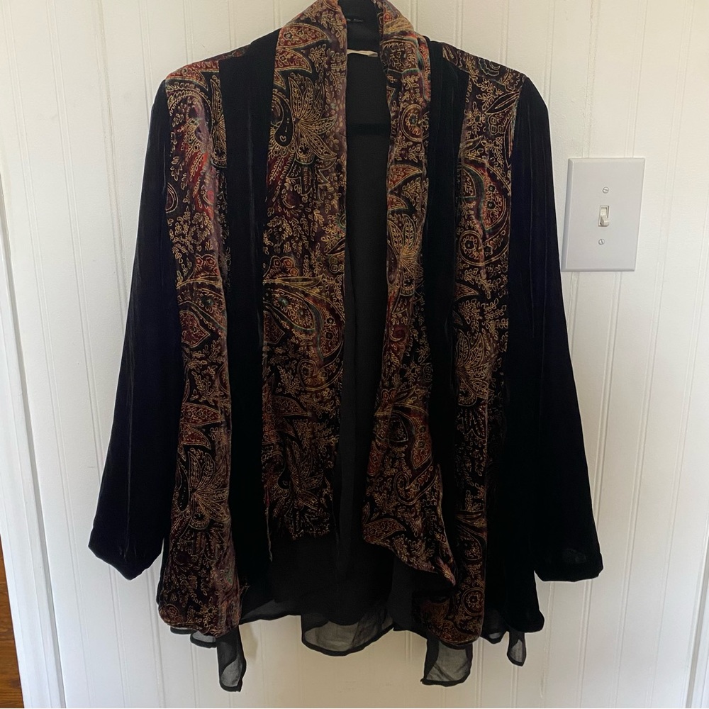 Soft Surroundings Black and Paisley Velvet Jacket